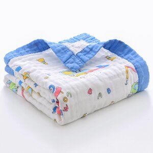New Jay & Ava Baby/Toddler Muslin 100% Cotton Blanket - Blue Digger